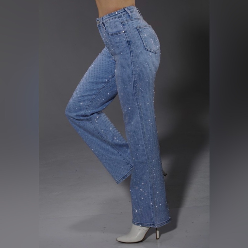 Boutique Rhinestone Embellished Jeans - Picture 7 of 14